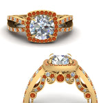 Load image into Gallery viewer, round-cut-diamond-engagement-ring-with-orange-sapphire-in-FD1109RORGSAORANGLE3-NL-YG
