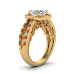 Load image into Gallery viewer, round-cut-diamond-engagement-ring-with-orange-sapphire-in-18K-yellow-gold-FD1109RORGSAORANGLE3-NL-YG
