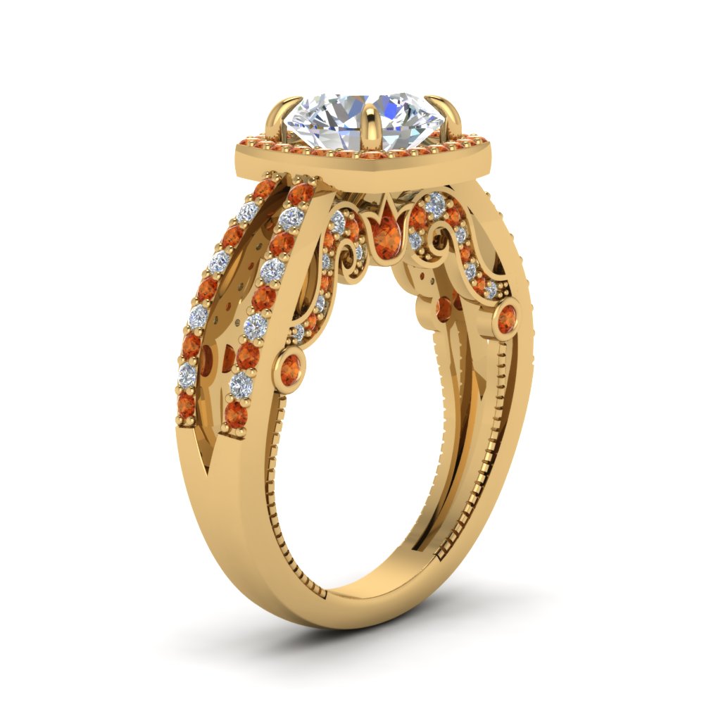 round-cut-diamond-engagement-ring-with-orange-sapphire-in-18K-yellow-gold-FD1109RORGSAORANGLE3-NL-YG