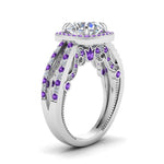 Load image into Gallery viewer, round-cut-diamond-engagement-ring-with-purple-topaz-in-FD1109RORGVITOANGLE3-NL-WG
