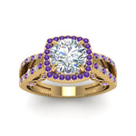 Load image into Gallery viewer, round-cut-diamond-engagement-ring-with-purple-topaz-in-18K-yellow-gold-FD1109RORGVITOANGLE3-NL-YG
