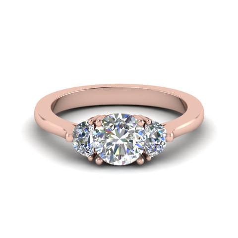 Round Cut Half Moon 3 Stone Engagement Ring