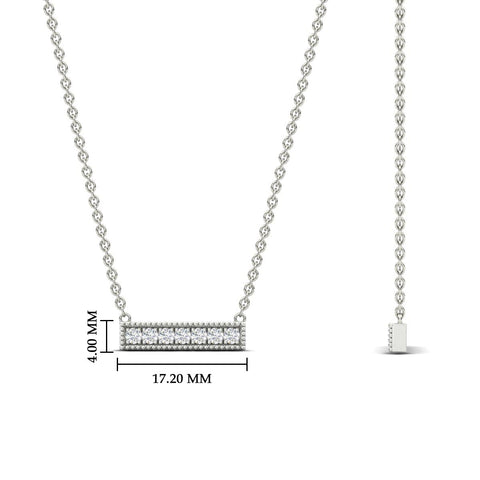 Round Diamond Horizontal Milgrain Bar Necklace