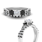 Load image into Gallery viewer, round-cut-diamond-twisted-floral-prong-black-diamond-wedding-set-white-gold-FD10257ROGBLACK-ANGLE3-NL-WG?v=1756360083
