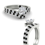 Load image into Gallery viewer, round-cut-diamond-wedding-ring-set-with-black-diamond-in-FDENS3007ROGBLACK-NL-WG
