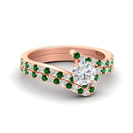 Load image into Gallery viewer, round-cut-diamond-wedding-ring-set-with-emerald-in-FDENS3007ROGEMGR-NL-RG
