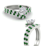 Load image into Gallery viewer, round-cut-diamond-wedding-ring-set-with-emerald-in-FDENS3007ROGEMGR-NL-WG
