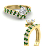 Load image into Gallery viewer, round-cut-diamond-wedding-ring-set-with-emerald-in-FDENS3007ROGEMGR-NL-YG
