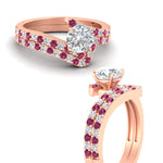 Load image into Gallery viewer, round-cut-diamond-wedding-ring-set-with-pink-sapphire-in-FDENS3007ROGSADRPI-NL-RG
