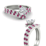 Load image into Gallery viewer, round-cut-diamond-wedding-ring-set-with-pink-sapphire-in-FDENS3007ROGSADRPI-NL-WG
