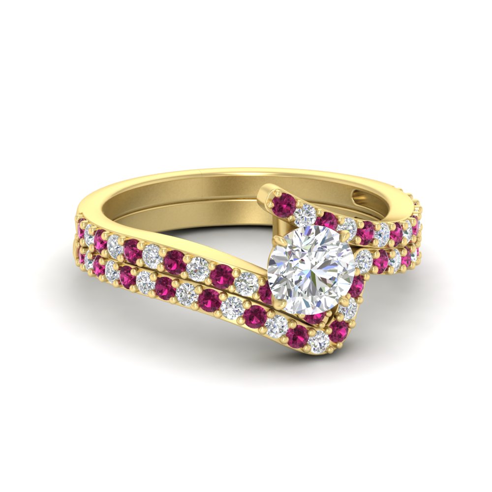 round-cut-diamond-wedding-ring-set-with-pink-sapphire-in-FDENS3007ROGSADRPI-NL-YG