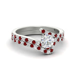 Load image into Gallery viewer, round-cut-diamond-wedding-ring-set-with-ruby-in-FDENS3007ROGRUDR-NL-WG
