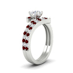 Load image into Gallery viewer, round-cut-diamond-wedding-ring-set-with-ruby-in-FDENS3007ROGRUDR-NL-WG
