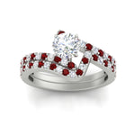 Load image into Gallery viewer, round-cut-diamond-wedding-ring-set-with-ruby-in-FDENS3007ROGRUDR-NL-WG
