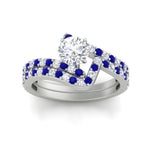 Load image into Gallery viewer, round-cut-diamond-wedding-ring-set-with-sapphire-in-FDENS3007ROGSABL-NL-WG
