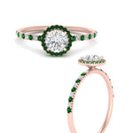 Load image into Gallery viewer, round-cut-emerald-halo-petite-engagement-ring-in-rose-gold-FD8523RORGEMGRANGLE3-NL-RG