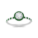 Load image into Gallery viewer, round-cut-emerald-halo-petite-engagement-ring-in-white-gold-FD8523RORGEMGRANGLE3-NL-WG