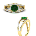 Load image into Gallery viewer, round-cut-emerald-halo-swirl-split-diamond-engagement-ring-in-yellow-gold-FD11180RORGEMGR-NL-YG-GS.jpg
