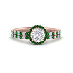 Load image into Gallery viewer, round-cut-emerald-halo-wedding-ring-set-in-rose-gold-FD8523ROGEMGR-NL-RG
