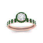 Load image into Gallery viewer, round-cut-emerald-halo-wedding-ring-set-in-rose-gold-FD8523ROGEMGR-NL-RG
