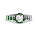 Load image into Gallery viewer, round-cut-emerald-halo-wedding-ring-set-in-white-gold-FD8523ROGEMGR-NL-WG

