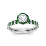 Load image into Gallery viewer, round-cut-emerald-halo-wedding-ring-set-in-white-gold-FD8523ROGEMGR-NL-WG
