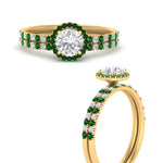 Load image into Gallery viewer, round-cut-emerald-halo-wedding-ring-set-in-yellow-gold-FD8523ROGEMGR-NL-YG
