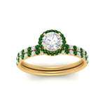Load image into Gallery viewer, round-cut-emerald-halo-wedding-ring-set-in-yellow-gold-FD8523ROGEMGR-NL-YG
