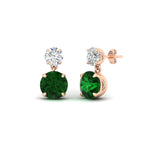Load image into Gallery viewer, round-cut-emerald-stud-earrings-with-drop-design-in-rose-gold-fdear11550rogemgrangle1-nl-rg.jpg?v=1769066477