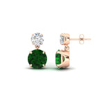 Load image into Gallery viewer, round-cut-emerald-stud-earrings-with-drop-design-in-rose-gold-fdear11550rogemgrangle3-nl-rg.jpg?v=1769066477