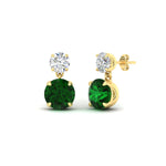 Load image into Gallery viewer, round-cut-emerald-stud-earrings-with-drop-design-in-yellow-gold-fdear11550rogemgrangle1-nl-yg.jpg?v=1769066477