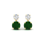 Load image into Gallery viewer, round-cut-emerald-stud-earrings-with-drop-design-in-yellow-gold-fdear11550rogemgrangle2-nl-yg.jpg?v=1769066477