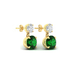 Load image into Gallery viewer, round-cut-emerald-stud-earrings-with-drop-design-in-yellow-gold-fdear11550rogemgrangle4-nl-yg.jpg?v=1769066477