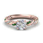 Load image into Gallery viewer, round-cut-emerald-twisted-vine-engagement-ring-in-rose-gold-FD9127RORGEMGR-NL-RG
