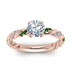 Load image into Gallery viewer, round-cut-emerald-twisted-vine-engagement-ring-in-rose-gold-FD9127RORGEMGRANGLE5-NL-RG