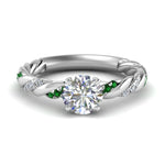 Load image into Gallery viewer, round-cut-emerald-twisted-vine-engagement-ring-in-white-gold-FD9127RORGEMGR-NL-WG
