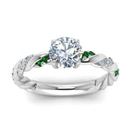 Load image into Gallery viewer, round-cut-emerald-twisted-vine-engagement-ring-in-white-gold-FD9127RORGEMGRANGLE5-NL-WG
