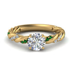 Load image into Gallery viewer, round-cut-emerald-twisted-vine-engagement-ring-in-yellow-gold-FD9127RORGEMGR-NL-YG
