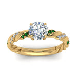 Load image into Gallery viewer, round-cut-emerald-twisted-vine-engagement-ring-in-yellow-gold-FD9127RORGEMGRANGLE5-NL-YG
