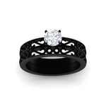 Load image into Gallery viewer, round-cut-filigree-single-stone-diamond-wedding-ring-set-in-black-gold-FDENS3289ROANGLE5-NL-BG.jpg?v=1763371088