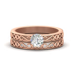 Load image into Gallery viewer, round-cut-filigree-single-stone-diamond-wedding-ring-set-in-rose-gold-FDENS3289RO-NL-RG.jpg?v=1763371088