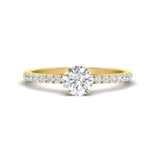 Round Cut French Pave Diamond Ring