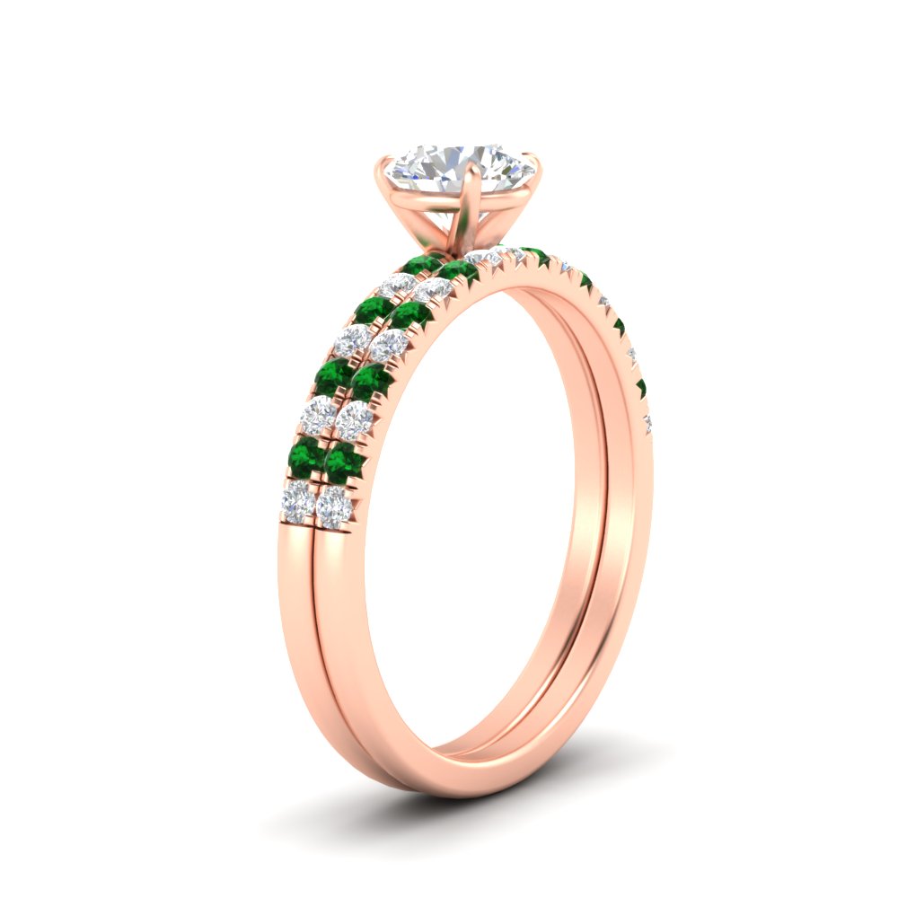 round-cut-french-pave-emerald-wedding-ring-set-in-rose-gold-FD11408ROGEMGRANGLE2-NL-RG?v=1763104332