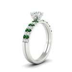 Load image into Gallery viewer, round-cut-french-pave-emerald-wedding-ring-set-in-white-gold-FD11408ROGEMGRANGLE2-NL-WG?v=1763104332