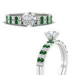 Load image into Gallery viewer, round-cut-french-pave-emerald-wedding-ring-set-in-white-gold-FD11408ROGEMGRANGLE3-NL-WG?v=1763104332
