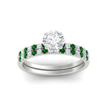 Load image into Gallery viewer, round-cut-french-pave-emerald-wedding-ring-set-in-white-gold-FD11408ROGEMGRANGLE5-NL-WG?v=1763104331