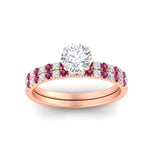 Load image into Gallery viewer, round-cut-french-pave-pink-sapphire-wedding-ring-set-in-rose-gold-FD11408ROGSADRPIANGLE5-NL-RG?v=1763104331
