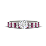 Load image into Gallery viewer, round-cut-french-pave-pink-sapphire-wedding-ring-set-in-white-gold-FD11408ROGSADRPI-NL-WG_77ac0046-c462-4103-9cd6-cc32f1105ddf?v=1763104469
