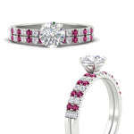 Load image into Gallery viewer, round-cut-french-pave-pink-sapphire-wedding-ring-set-in-white-gold-FD11408ROGSADRPIANGLE3-NL-WG?v=1763104331