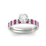 Load image into Gallery viewer, round-cut-french-pave-pink-sapphire-wedding-ring-set-in-white-gold-FD11408ROGSADRPIANGLE5-NL-WG?v=1763104331